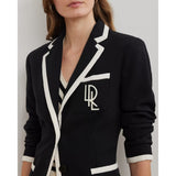 Lauren Ralph Lauren Two-Tone Georgette Blazer in Black/Mascarpone Cream