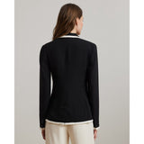 Lauren Ralph Lauren Two-Tone Georgette Blazer in Black/Mascarpone Cream