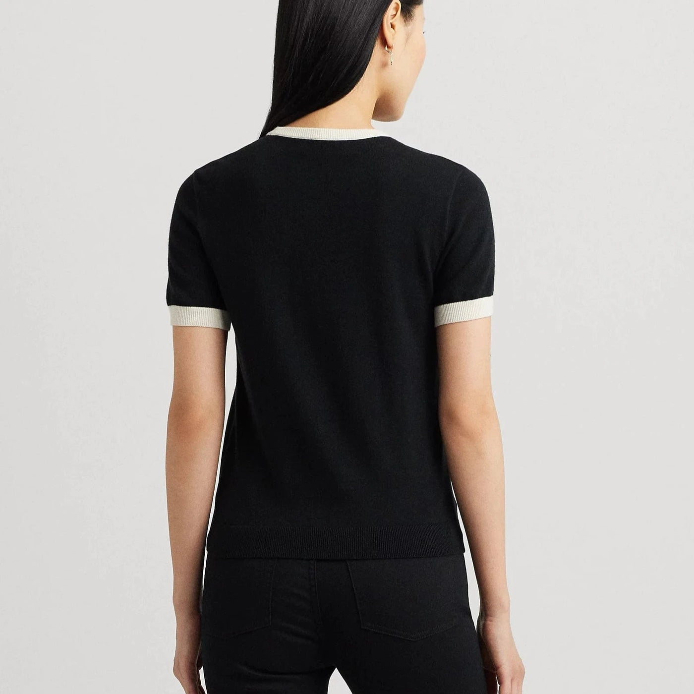 ラルフ・ローレン Lauren Ralph Lauren Two-tone Short-sleeve Sweater レディース Sweaters M Lauren Ralph Lauren Women's Two-Tone Short-Sleeve Sweater