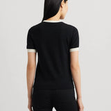 Lauren Ralph Lauren Two-Tone Logo Short-Sleeve Jumper in Black