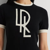 Lauren Ralph Lauren Two-Tone Logo Short-Sleeve Jumper in Black