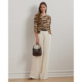 Lauren Ralph Lauren Zebra-Print Linen-Cotton Cardigan In Brown