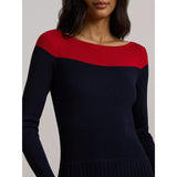 Ralph Lauren Lauren Ralph Lauren Patney Long Sleeve Midi Dress in Navy/Red