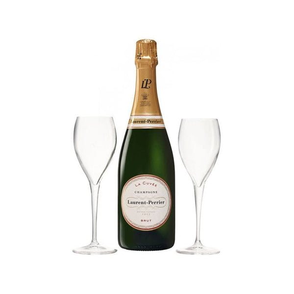 Laurent Perrier La Cuvee Champagne 75cl with + 2 Glasses Gift Set
