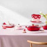 Le Creuset Cast Iron Heart Dish with Stainless Steel Heart Knob 20cm Cerise