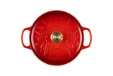 Le Creuset Cast Iron Christmas Round Casserole L'Etoile In Cerise