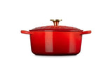 Le Creuset Cast Iron Christmas Round Casserole L'Etoile In Cerise