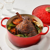 Le Creuset Cast Iron Christmas Round Casserole L'Etoile In Cerise