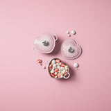 Le Creuset Cast Iron Heart Casserole with Stainless Steel Heart Knob, 20cm In Shell Pink