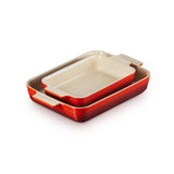 Le Creuset Stoneware Set of 2 Rectangular Dishes Volcanic