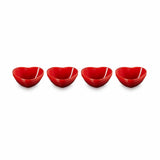 Le Creuset Stoneware Set of 4 Heart Bowls Cerise