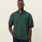 Les Deux Esmay Shell Knitted Polo in Sea Moss Green