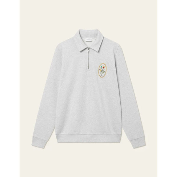 Les Deux Geoffroy Zipper Polo Sweatshirt In Snow Melange