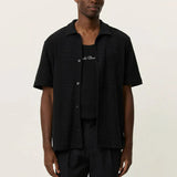 Les Deux Hector Pointelle SS Shirt in Black