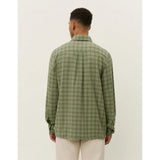 Les Deux John Check Shirt In Olive Night