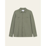 Les Deux John Check Shirt In Olive Night