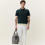 Les Deux Lace Knitted Polo In Pine Green