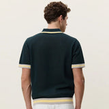 Les Deux Lace Knitted Polo In Pine Green