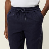 Les Deux Patrick Linen Pants Loose Fit in Dark Navy