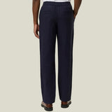 Les Deux Patrick Linen Pants Loose Fit in Dark Navy