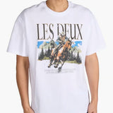 Les Deux Printed Cotton Crew Neck T-Shirt In White
