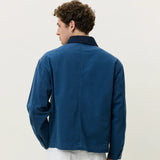 Les Deux Twill Zipper Jacket In Dark Denim Blue