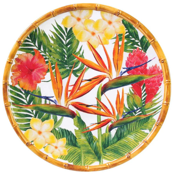 Les Jardins de la Comtesse Exotic Flowers Large dinner plate in melamine with flowers - Ø 28 cm