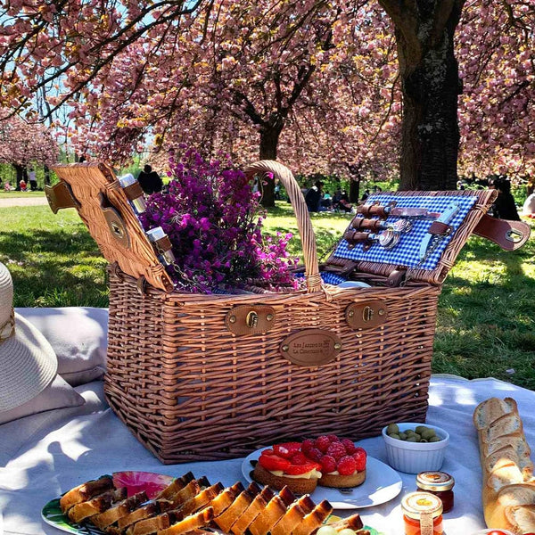Les Jardins de la Comtesse Saint-Germain Picnic basket Picnic basket Saint-Germain blue gingham - 4 person