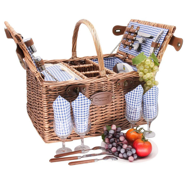 Les Jardins de la Comtesse Saint-Germain Picnic basket Picnic basket Saint-Germain blue gingham - 4 person