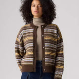 Levi's Charlotte Crewneck Cardigan In Lea Fairisle Java