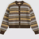Levi's Charlotte Crewneck Cardigan In Lea Fairisle Java