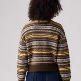 Levi's Charlotte Crewneck Cardigan In Lea Fairisle Java