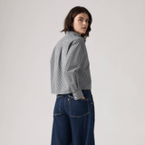 Levi's Cropped Harlie Shirt Hedi Micro Gingham Cloud Dancer In Blue