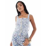 Levi's Denim Bustier Top Co-ord In Blue Floral