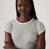Levi's Dry Goods Waffle Cap-Sleeve Tee Annalise Stripe Gardenia Peacoat In Blue