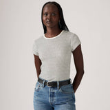 Levi's Dry Goods Waffle Cap-Sleeve Tee Annalise Stripe Gardenia Peacoat In Blue