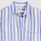 Levi's Elaine Utility Shirt Bold Stripe Cotton Linen Blue