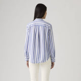 Levi's Elaine Utility Shirt Bold Stripe Cotton Linen Blue