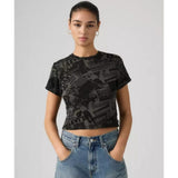 Levi's Graphic Essential Sporty Tee In Zine Cowboy Grid Pirate Black