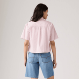 Levi's Harlie Short Sleeve Cropped Shirt Rachel Stripe In Peachskin Pink