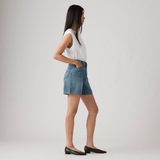 Levi's High Rise Baggy Linen+ Denim Shorts Stop Flaxing Short In Blue