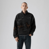 Levi's Idyllwild Sherpa Popover Jacket Running Horses Lands In Black
