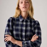 Levi's Journey Alarcon Plaid Navy Cotton Western Shirt In Blue