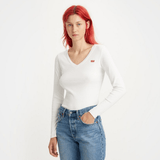 Levi's Long Sleeve V-Neck Baby Tee White