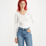 Levi's Long Sleeve V-Neck Baby Tee White