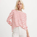 Levi's Margot Long Sleeve Tee Saint Stripe Script in Red