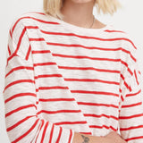 Levi's Margot Long Sleeve Tee Saint Stripe Script in Red