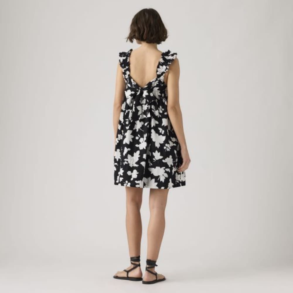 Levi's Meg Cotton Mini Dress Regina Floral Anthracite Night In Black
