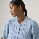 Levi's Pauline Pointelle Short Sleeve Cardigan Glacier Lake Blue