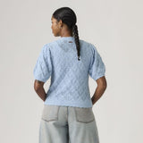 Levi's Pauline Pointelle Short Sleeve Cardigan Glacier Lake Blue